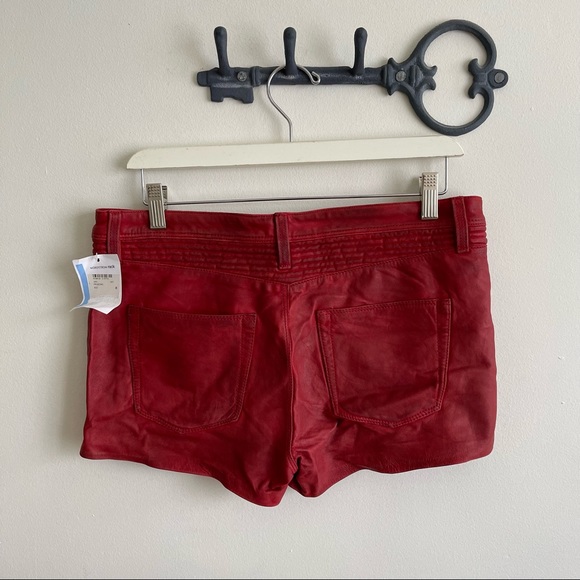 IRO red lamb leather shorts size 38 (6 US) - Picture 2 of 12